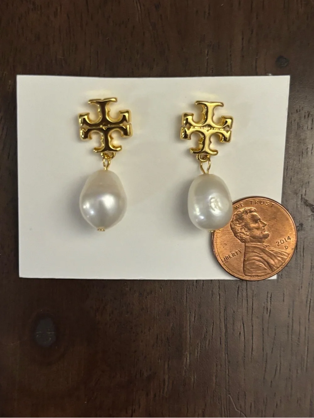 Brand new Tory Burch Gold plated and Pearl Drop Earrings